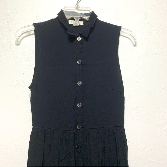 Forever 21 Black Flowy Button Up Tank Collar Summer Dress size Small - Picture 2 of 5